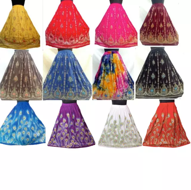 10pc deal Assorted Indian Belly Dance Rayon Hippie Party Boho Peasant Skirt gift