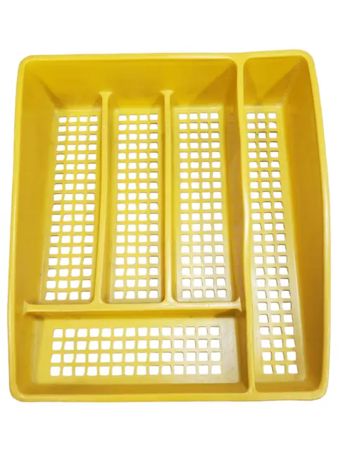 Organizador de carrito vintage de bandeja de plástico amarilla Deka utensilios de cocina vajilla MCM