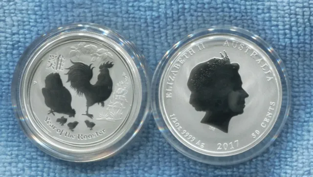 2017 50 cent 1/2 oz Silver Year of the Rooster Hen Chickens Perth Mint Australia