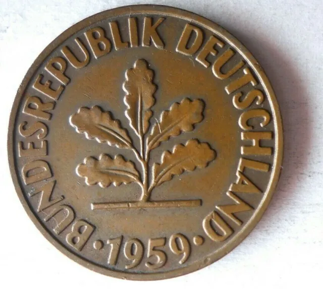1959 D GERMANY 2 PFENNIG - High Quality Coin - FREE SHIP - Bin #322
