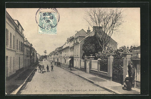 CPA Évreux, La Rue Saint-Léger, Route de Louviers 1906