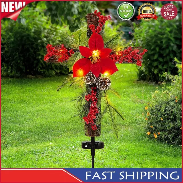 Easter Cross Flower Stake LED Solar Light Solar for Christmas Home Decoration