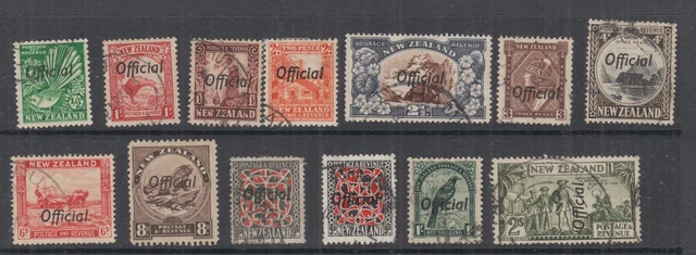 New Zealand 1935 ½d-2/- **OFFICIAL**  set incl both 9d ovpts- FU (13)