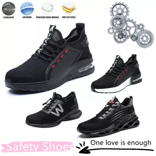 MENS WOMENS LIGHTWEIGHT STEEL TOE CAP SAFETY ABSORBING TRAINERS BOOT SHOES UKp
