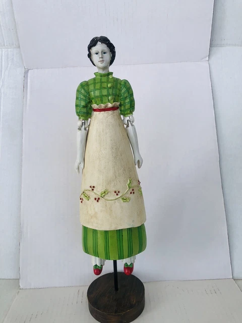 Foreside Santos Style Doll Carved Wood Brunette Woman