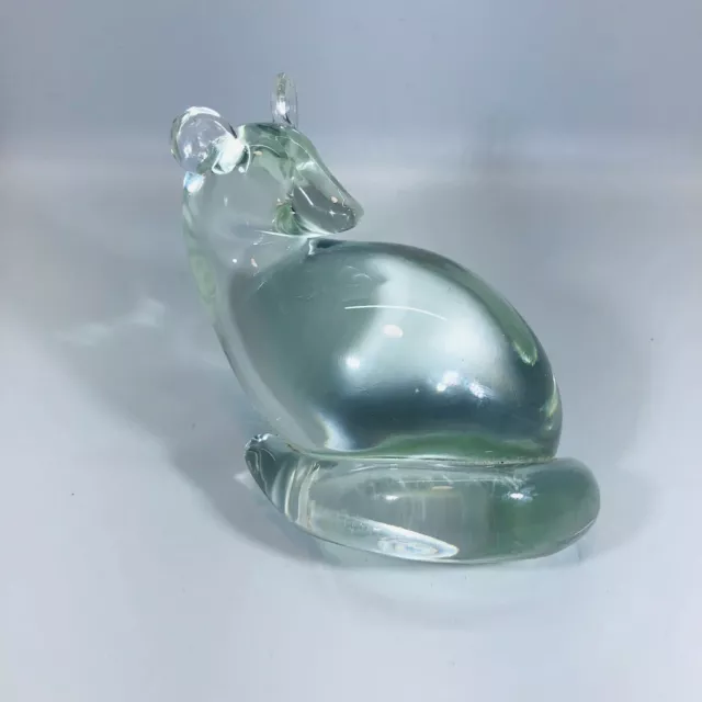 Vintage Clear Art Glass Mouse - Rat Paperweight - Sculpture Figurine Unsigned
