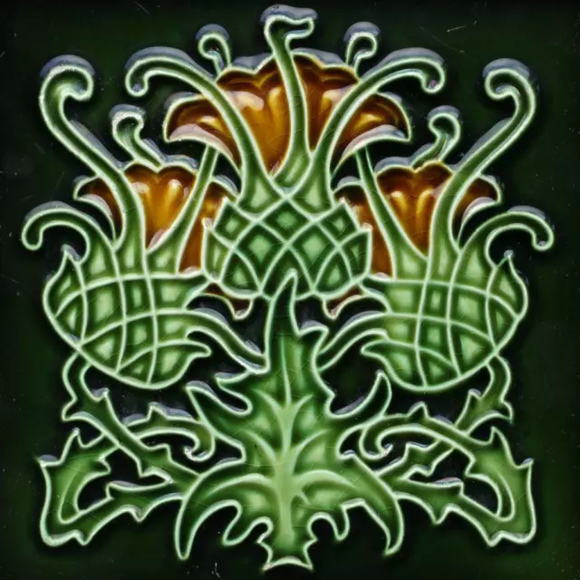 German European UK Art Nouveau Vintage Ceramic Tile Rare Reproduction Majolica