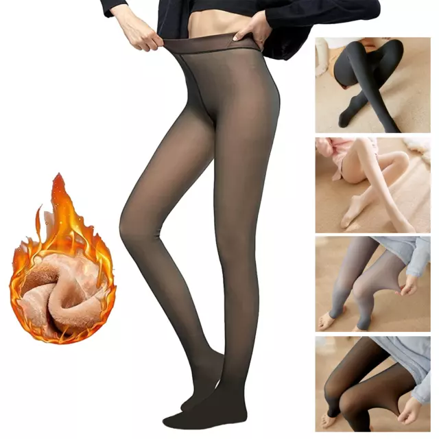 Ladies Women's Winter Warm Fleece Lined Thick Thermal Full Foot Tights  Pants