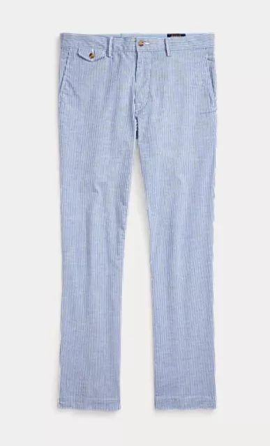 NWT Polo Ralph Lauren Big & Tall Blue White SEERSUCKER Stretch Classic Fit Pants 3