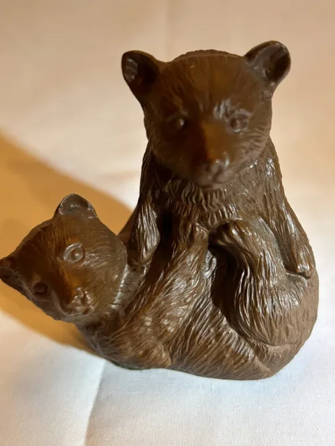 Vtg Red Mill bear cubs figurine Handcrafted USA Brown Collectible animal statue