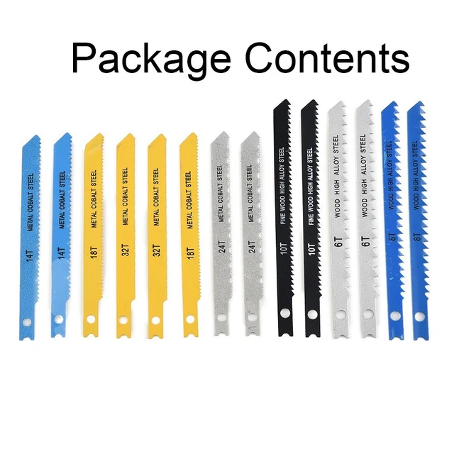 14pc Assorted Jigsaw Blade Set Black & Decker U Fitting.For Metal Plastic Wood