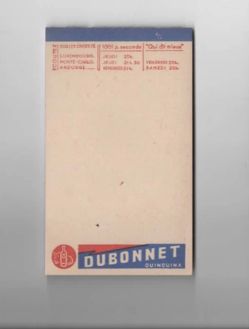 Ancien Petit Carnet Publicitaire. Publicité . Dubonnet