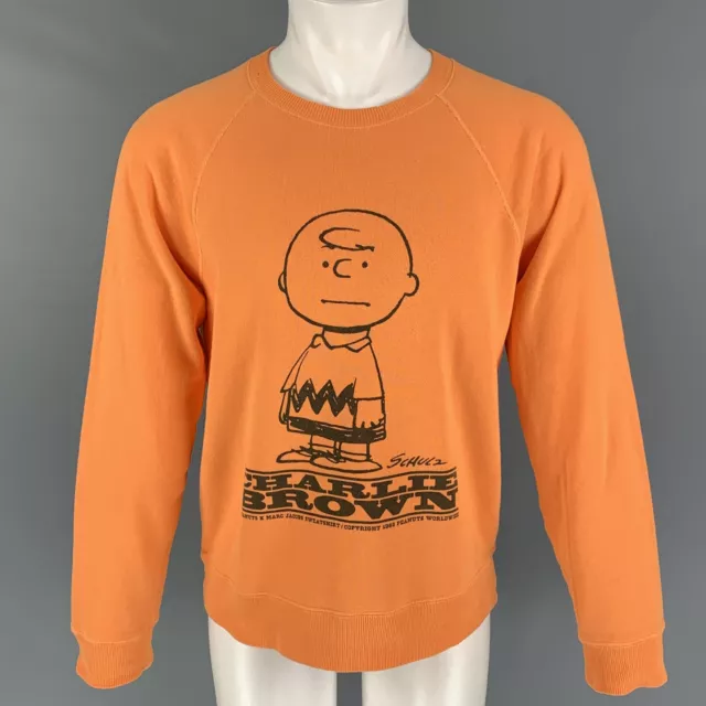 MARC JACOBS X Peanuts TAILLE XS Orange Noir Graphique Coton Col Rond Sweat