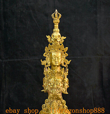 40.8 "Tibet Bouddhisme Cuivre Mahakala courroucé Phurba Dagger Holder Statue 2