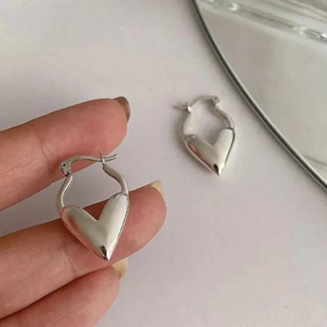 925 Silver Plated Drop Earrings Cute Women Heart Shaped Jewelry Gifts A Pair/Set