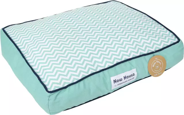 Now House for Pets by Jonathan Adler Teal Chevron Cushion Dog Bed, Small 2