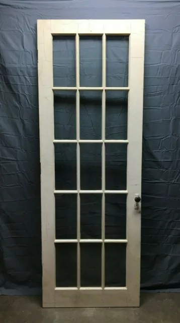Antique Single 15 Lite Shabby 30x85 Large Glass French Door VTG Old Chic 110-22B