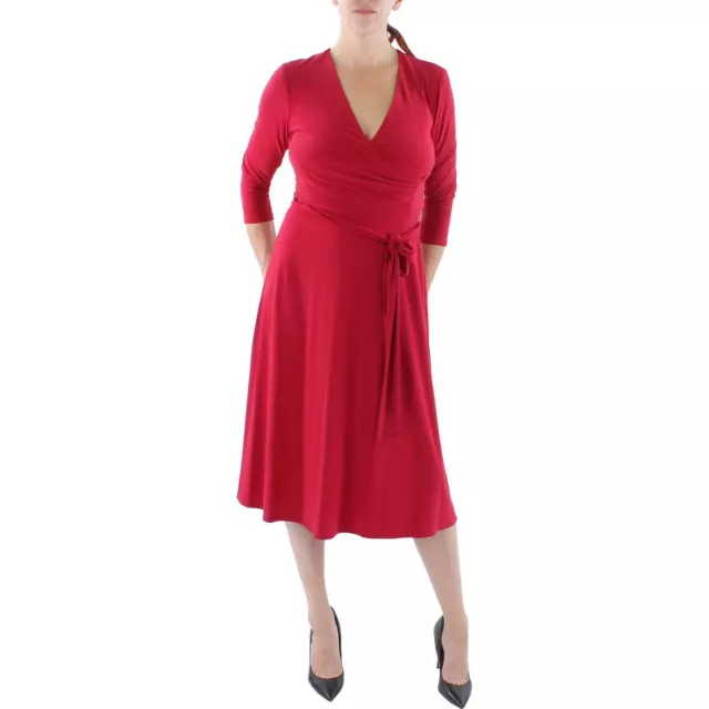 Lauren Ralph Lauren Womens Surplice Matte Jersey Business Midi Dress BHFO 2305