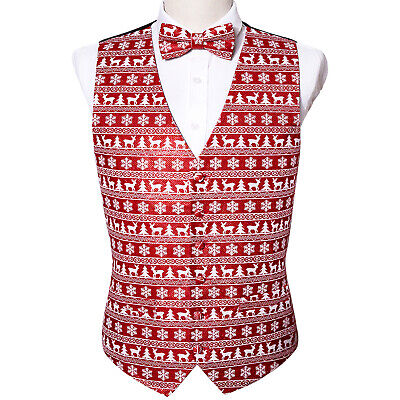 The Christmas Waistcoat Bow Tie Set Party Festival Vest UK Size S-3XL 40''-55''