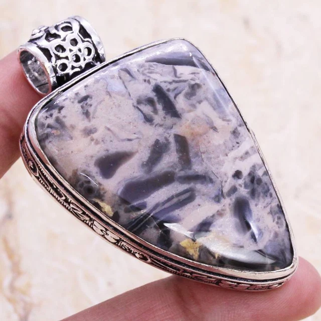 Stunning Picasso Jasper 925 Silver Plated Handmade  Pendant of 2" Ethnic Gift