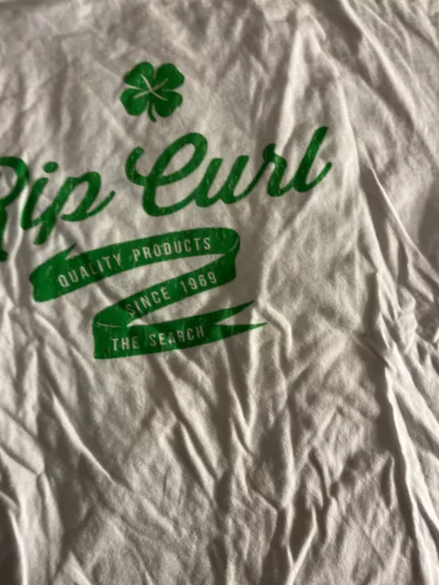 Rip Curl L standard fit t shirt green on white near mint Beach ocean surf brand