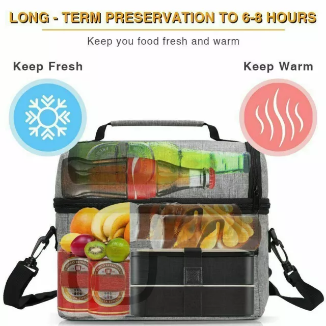 Large Insulated Lunch Bag Box Adult Kids Men Thermal Cool Hot Food Storage Tote