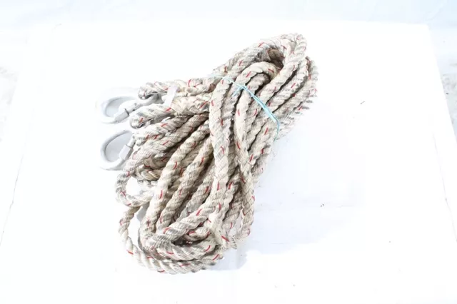 Old Rope 14 Meter With 2 Carabiner Hooks Rescue Rope Fire Brigade DDR Decor