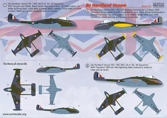 Print Scale 72319 1:72 de Havilland Venom