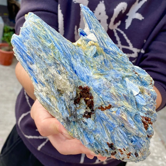 3.8LB Rare!! Natural beautiful Blue KYANITE with Quartz Crystal Specimen Rough. 3