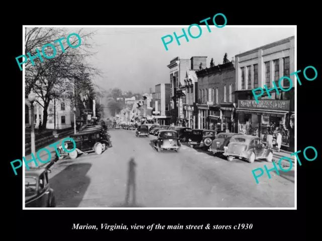 OLD 6 X 4 HISTORIC PHOTO OF MARION VIRGINIA THE MAIN STREET & STORES c1930