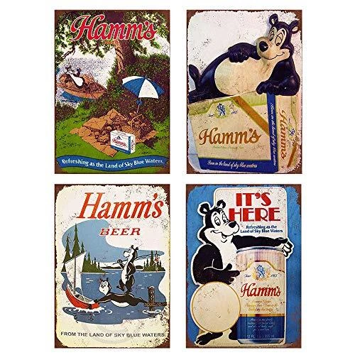 Metal Beer Signs for Man Cave Signs and Decor, Metal Plaque Poster Old Bar