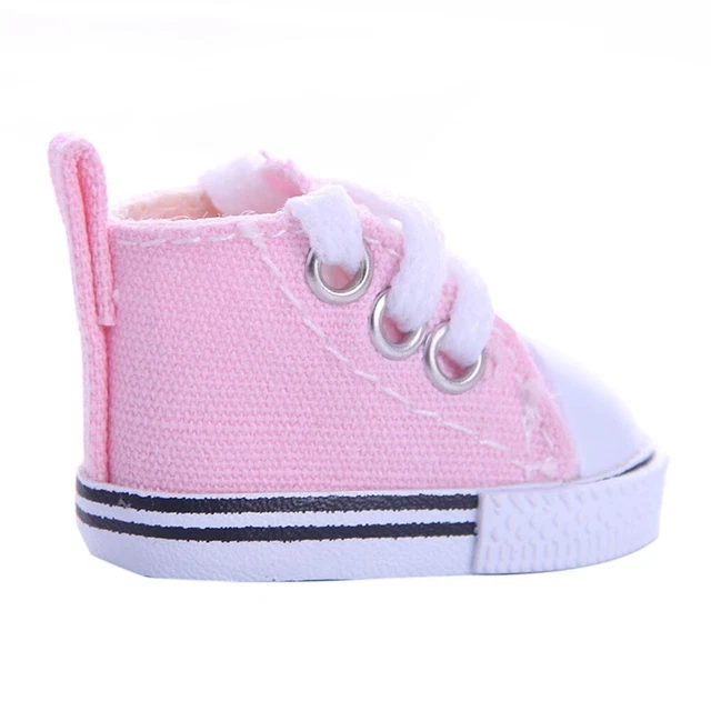 (Pink)Delightful 14 Inch Doll Canvas Shoes Cloth Sneakers Multiple Colors To