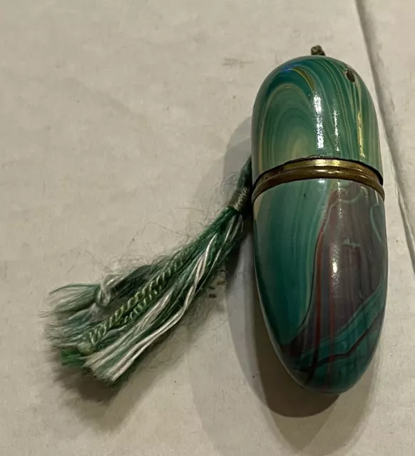 Antique Vintage Enamel Sewing Kit West Germany Thimble Thread Case