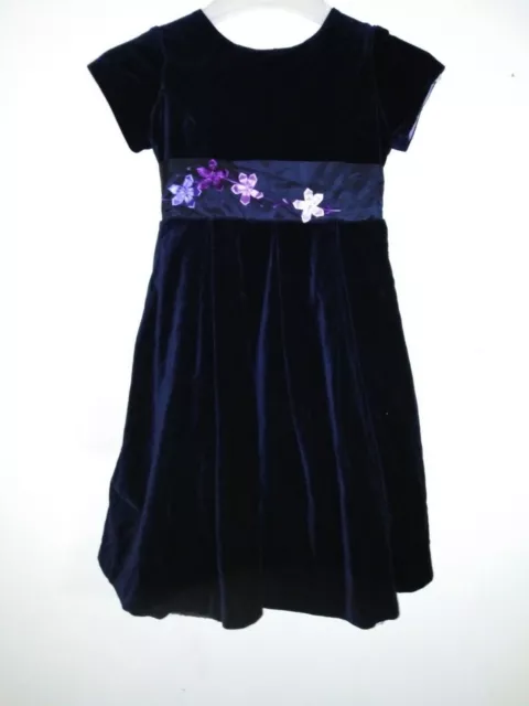 Junior Jasper Conran Navy Velvet Short Sleeve Party Dress Age 6 Years