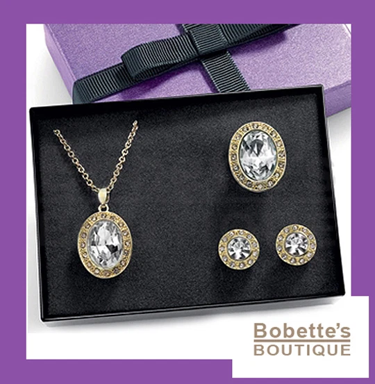 Parure De Bijoux Avon 'September' - Collier, Boucles D'oreilles Et Bague, Couleur Bleue, Neuf Avec étui