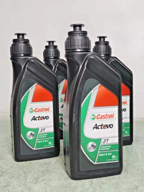 Kit 4 Litri Olio Miscela Motore Moto 2T Castrol Actevo Api Tc Jaso Fc Iso L-Egc