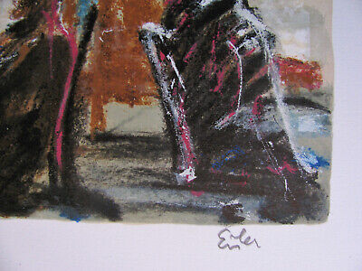 GEORG EISLER, 1928 - 1998 Vienna. "KAFFEEHAUS SZENE", colour lithograph signed. 3