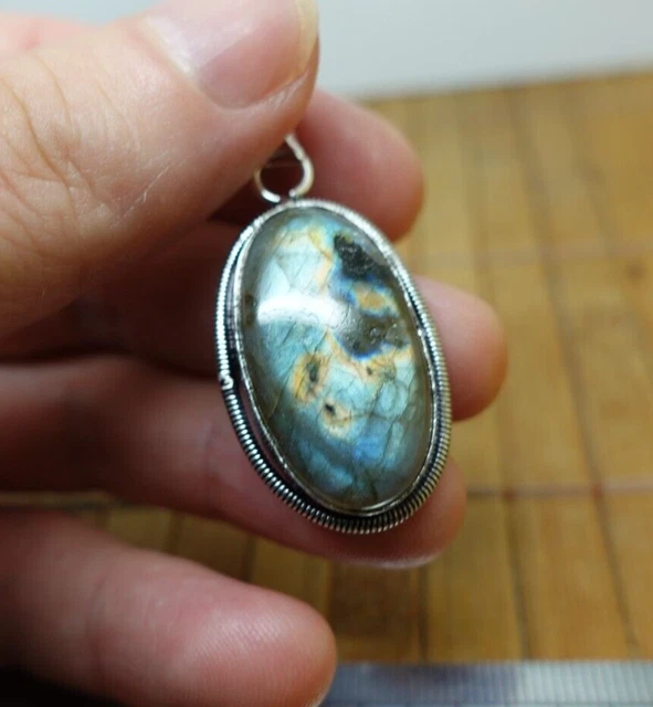 Collier pendentif labradorite véritable pierre naturelle