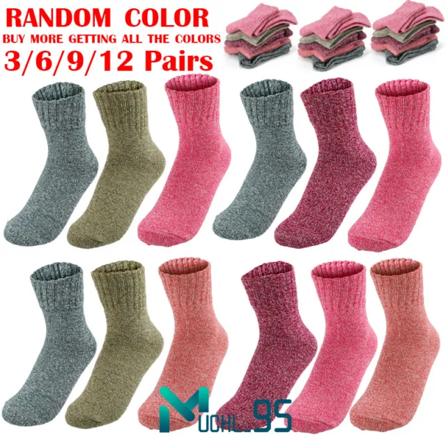 3 -12 PAIRS Womens Winter Warm Thick Thermal Wool Heavy Duty Boot Socks ...