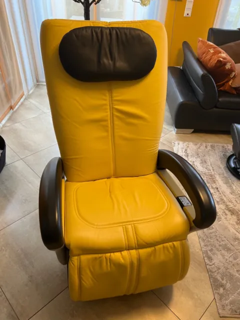 Massagesessel Keyton Cosmo, Sondermodell in Leder gelb-schwarz
