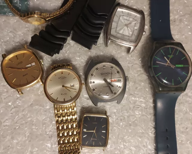 Joblot Of 7 Quality Watches For Spares Or Repairs, Inc Swatch & Rotary