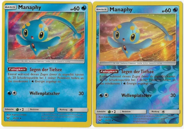 2er Set Manaphy 25/73 -Rare Holo/Reverse Holo- Schimmernde Legenden 2018 - Mint