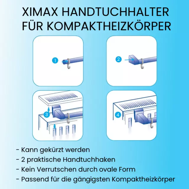 XIMAX Heizkörperzubehör Handtuchhalter für Kompaktheizkörper Weiss 540 mm 2