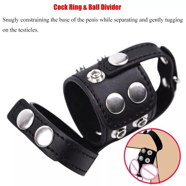 Leder-Hodensack-Bondage-Ball-Ballstretcher-Penis-Keuschheit-Käfig-Sex-Spielzeug 2