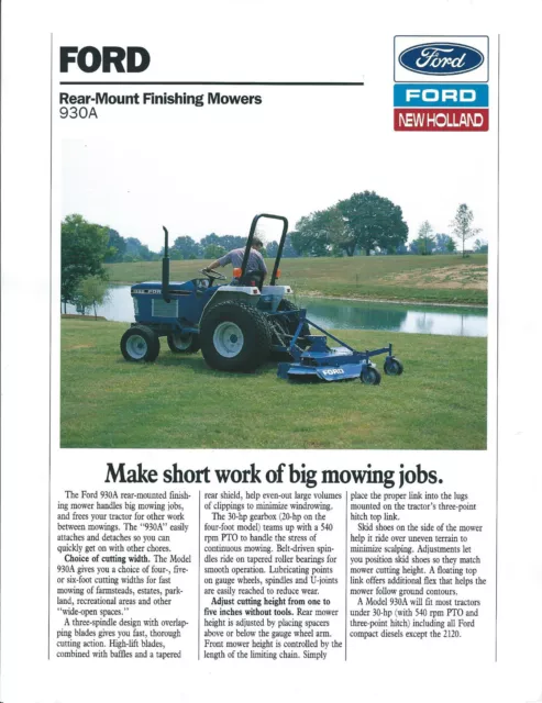 Equipment Brochure - Ford - 930A - Rear-Mount Finishing Mower - 1988 (E2869)