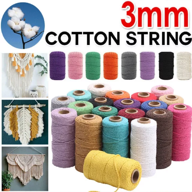 3mm/4mm Macrame Cord Rope Natural Cotton Twiste Cord String Artisa Hand Craft