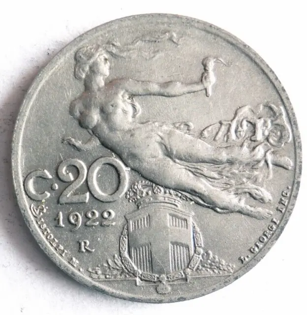 1922 Italy 20 CENTESIMI - Flying Victory - Great Coin Italy Bin #B