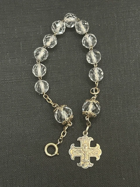 Bracelet Dizainier Ancien En Argent Avec Grosse Perle En Jaspe - XIXème Siècle, 19cm
