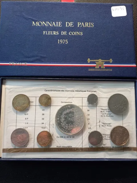 Coffret FRANCE FDC 1975 ( 9 Pièces dont la 50 Francs HERCULE ARGENT)
