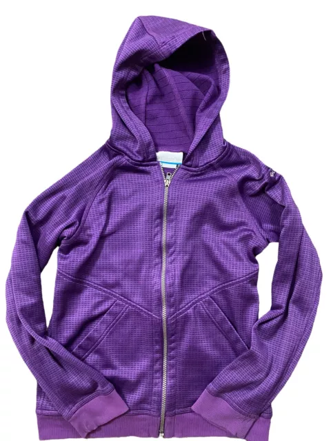 Columbia Girls Youth Jacket Hoodie 14-16 Purple Long Sleeve Zip Up  Fleece Line